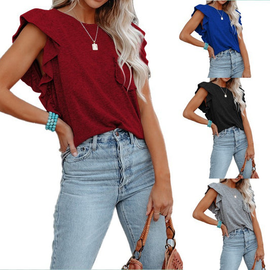 Damen Modische Bluse mit rüschenartigen Ärmeln und lässigem Schnitt Stalluxe