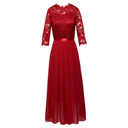 Damen elegantes Abendkleid mit Spitzenoberteil und fließendem Rock Stalluxe