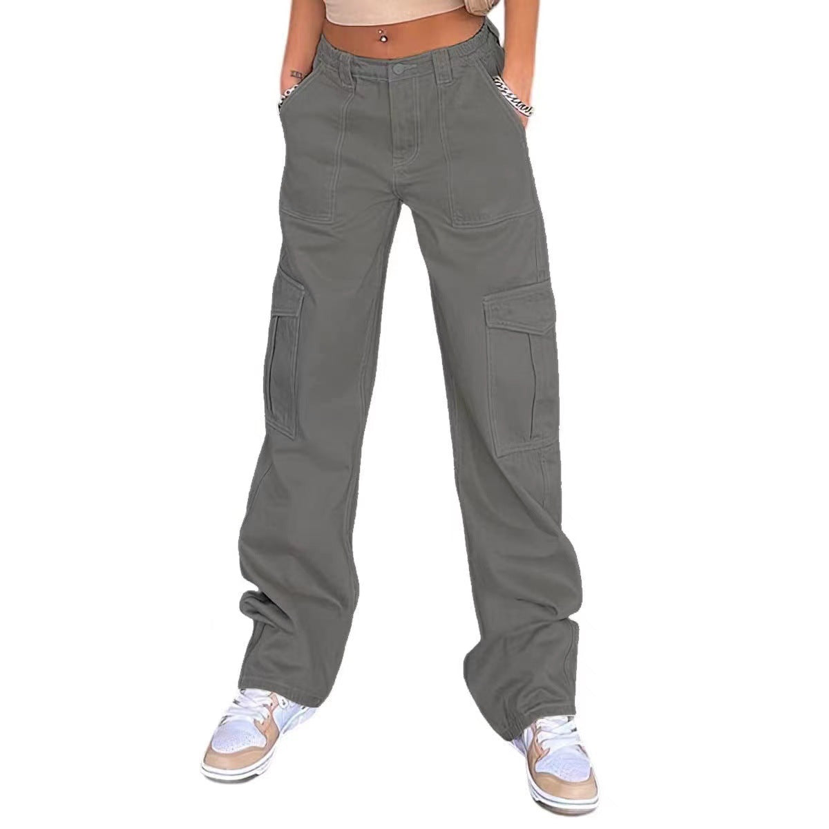 Damen Cargo-Hose mit praktischen Seitentaschen und weitem Schnitt Stalluxe