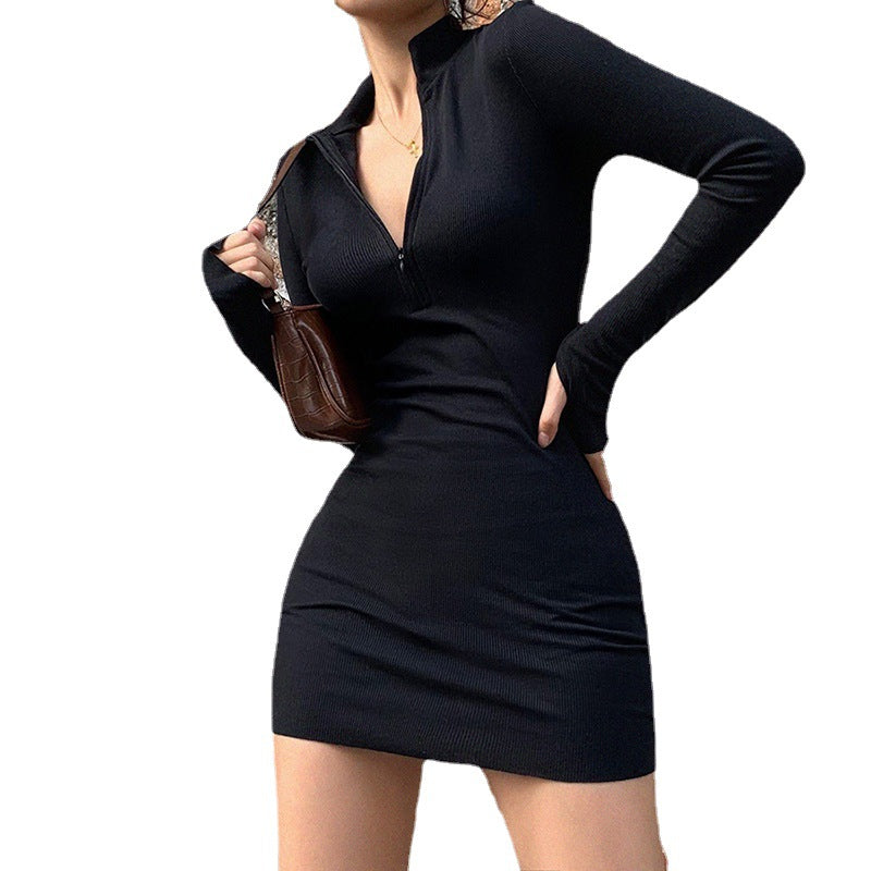 Damen Kurzarm Kleid mit Reißverschluss und figurbetontem Schnitt Stalluxe