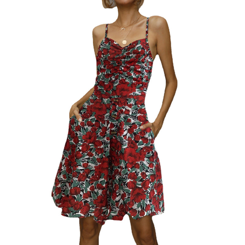 Damen Knopf-Front A-Linien Kleid Stalluxe