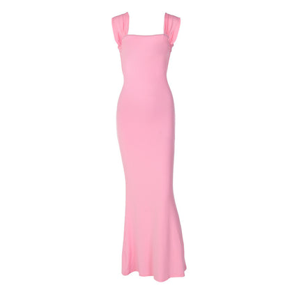Damen Elegantes Maxikleid mit schulterfreien Rüschen und figurbetontem Schnitt Stalluxe