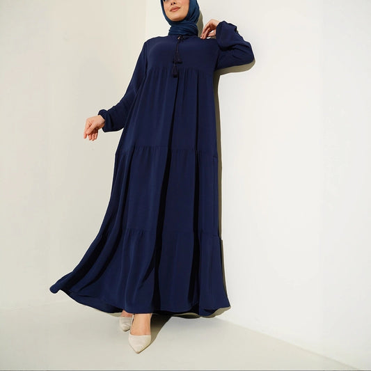 Damen Maxikleid mit voluminösem Rock und feinen Tasseln Stalluxe