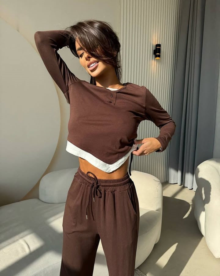 Damen lässiger Pyjama-Anzug aus atmungsaktivem Material Stalluxe