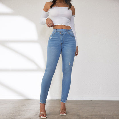 Damen Skinny Jeans mit modischen Destroyed-Details Stalluxe