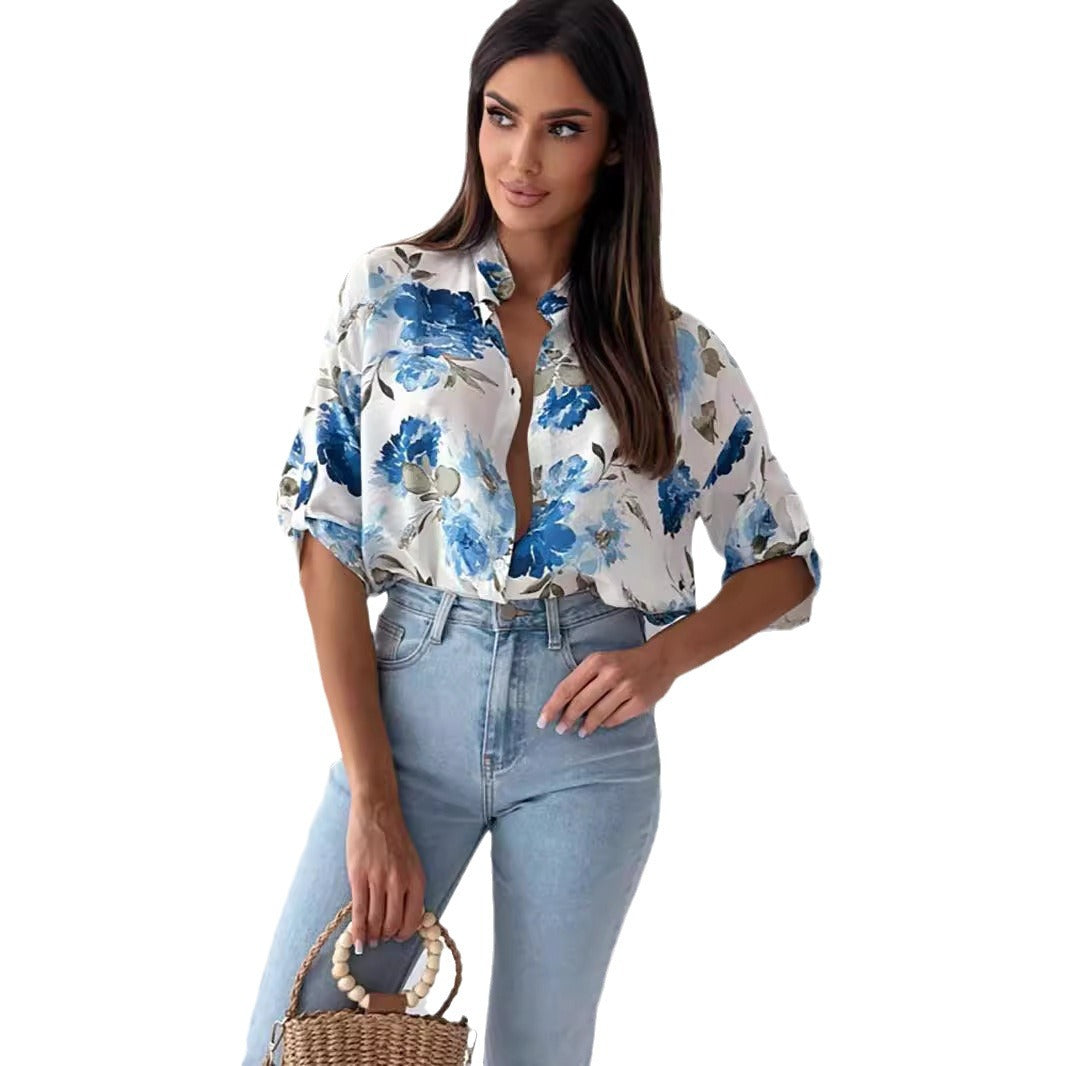 Damen Bluse mit floralem Design und lockerem Schnitt Stalluxe