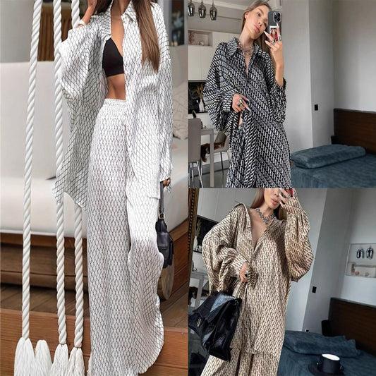 Damen Langarmhemd mit modernem Grafikdruck und elegantem Stehkragen Stalluxe