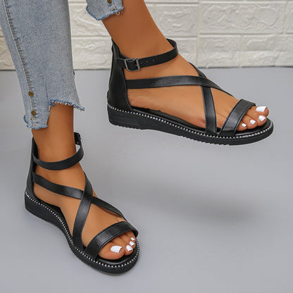 Damen Riemchen-Sandalen mit komfortablem Fußbett und eleganter Schnallenverzierung Stalluxe
