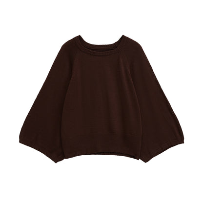 Damen lässiger Pullover mit weiten Ärmeln und Rundhalsausschnitt Stalluxe