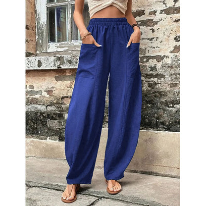 Damen Weite Palazzo-Hosen mit elastischem Bund und praktischen Taschen Stalluxe