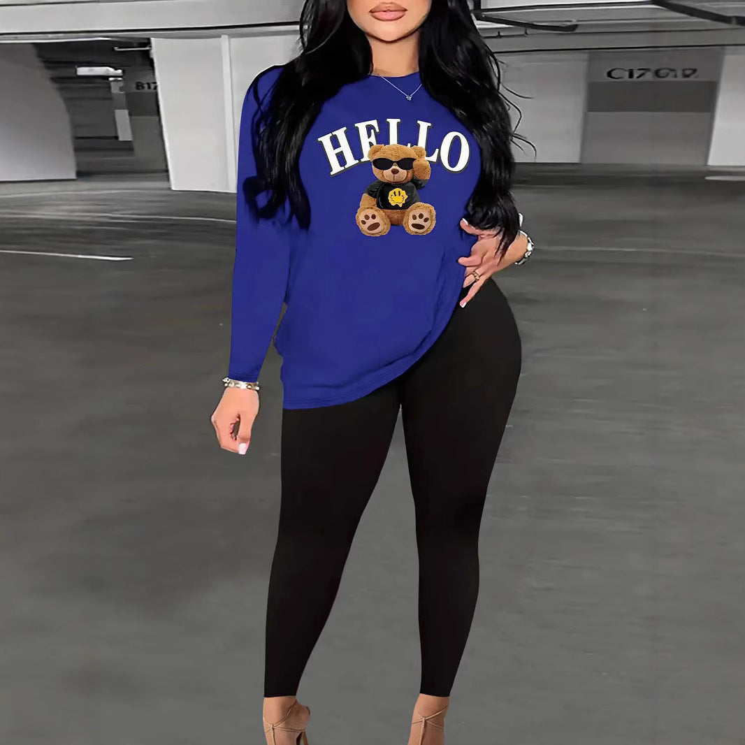 Damen lässiges Sweatshirt mit stylischem Bärenmotiv Stalluxe