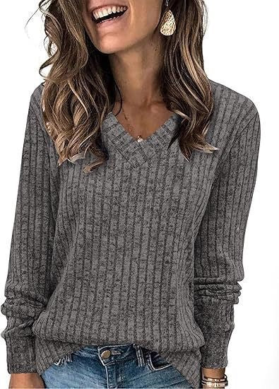 Damen Strickpullover mit V-Ausschnitt und strukturiertem Rippendesign Stalluxe