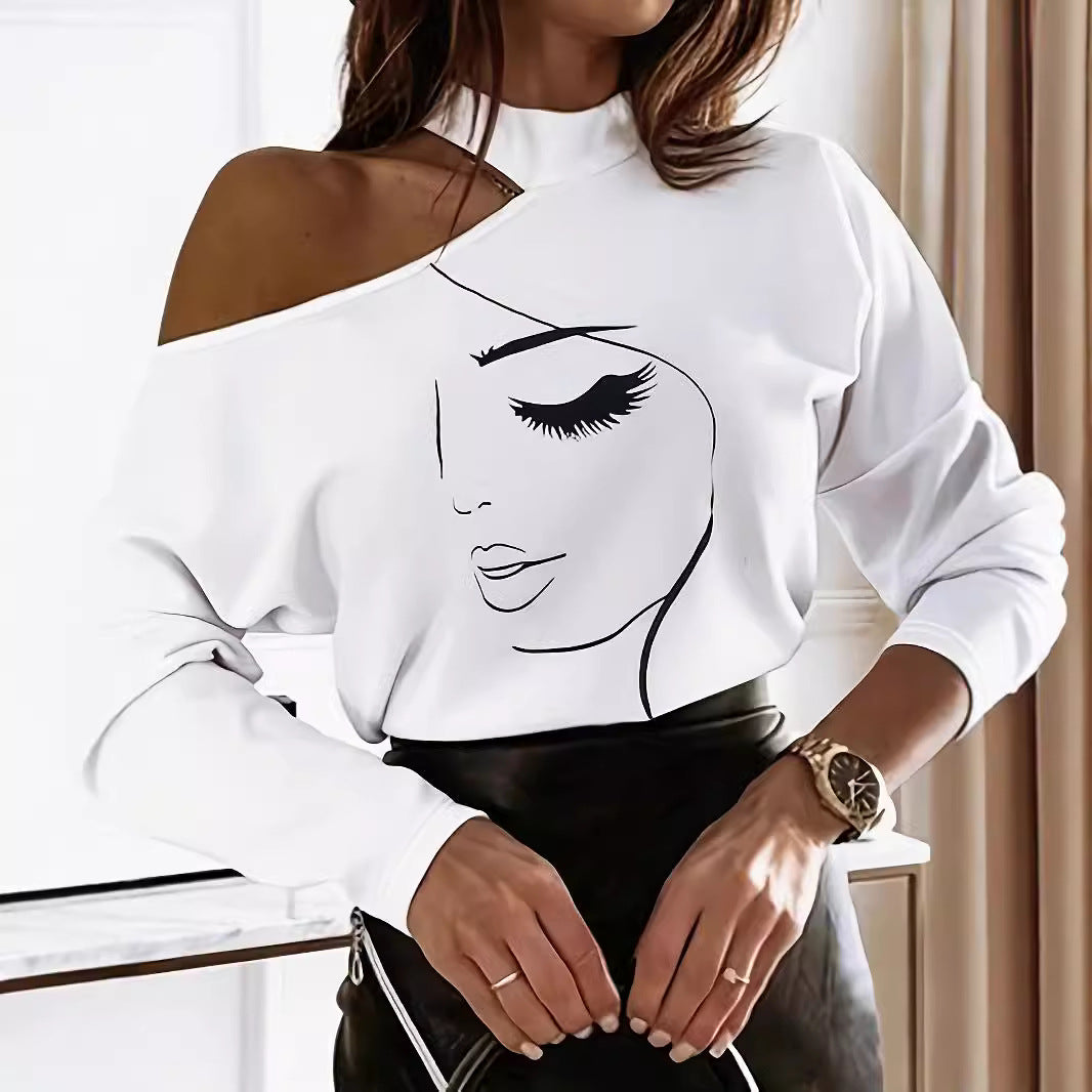 Damen Oversized Sweatshirt mit offener Schulterpartie und elegantem Druck Stalluxe