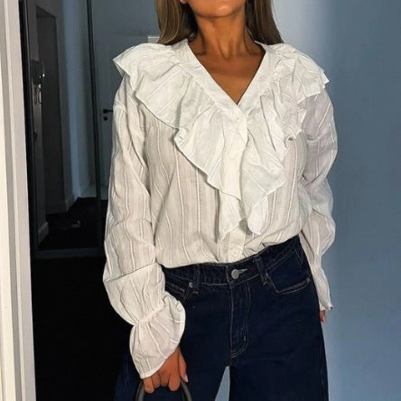 Damen Bluse mit Rüschen und Knopfleiste Stalluxe