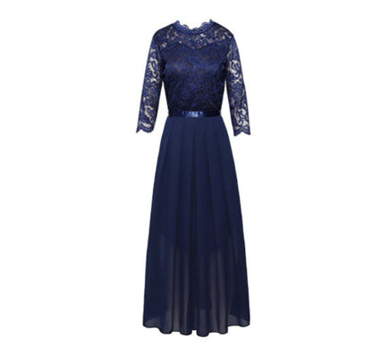 Damen elegantes Abendkleid mit Spitzenoberteil und fließendem Rock Stalluxe