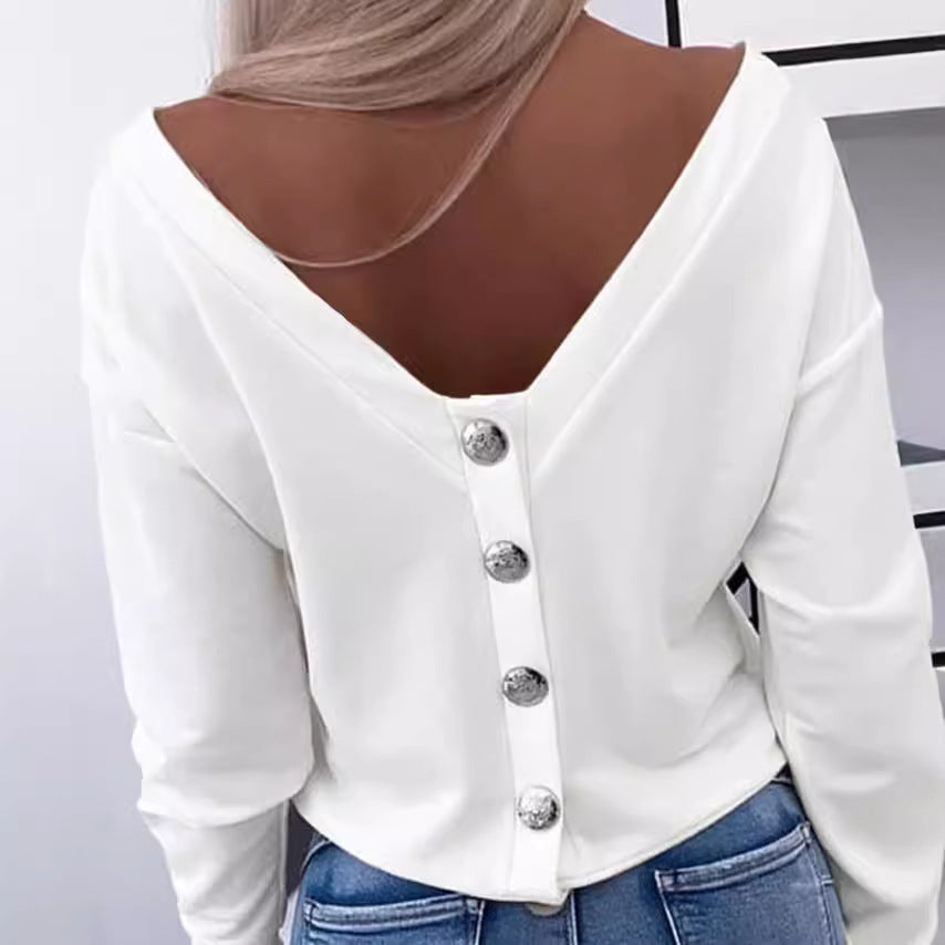 Damen Off-Shoulder Bluse mit Knopfdetail Stalluxe