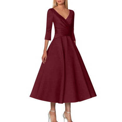 Damen Wickelkleid mit elegantem V-Ausschnitt und schwingendem Saum Stalluxe