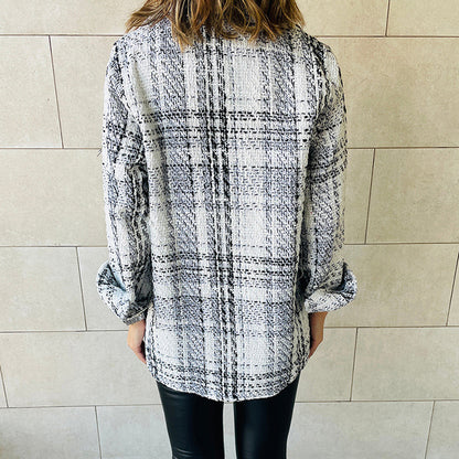 Damen Karierte Overshirt-Jacke mit Taschen und lässigem Schnitt Stalluxe