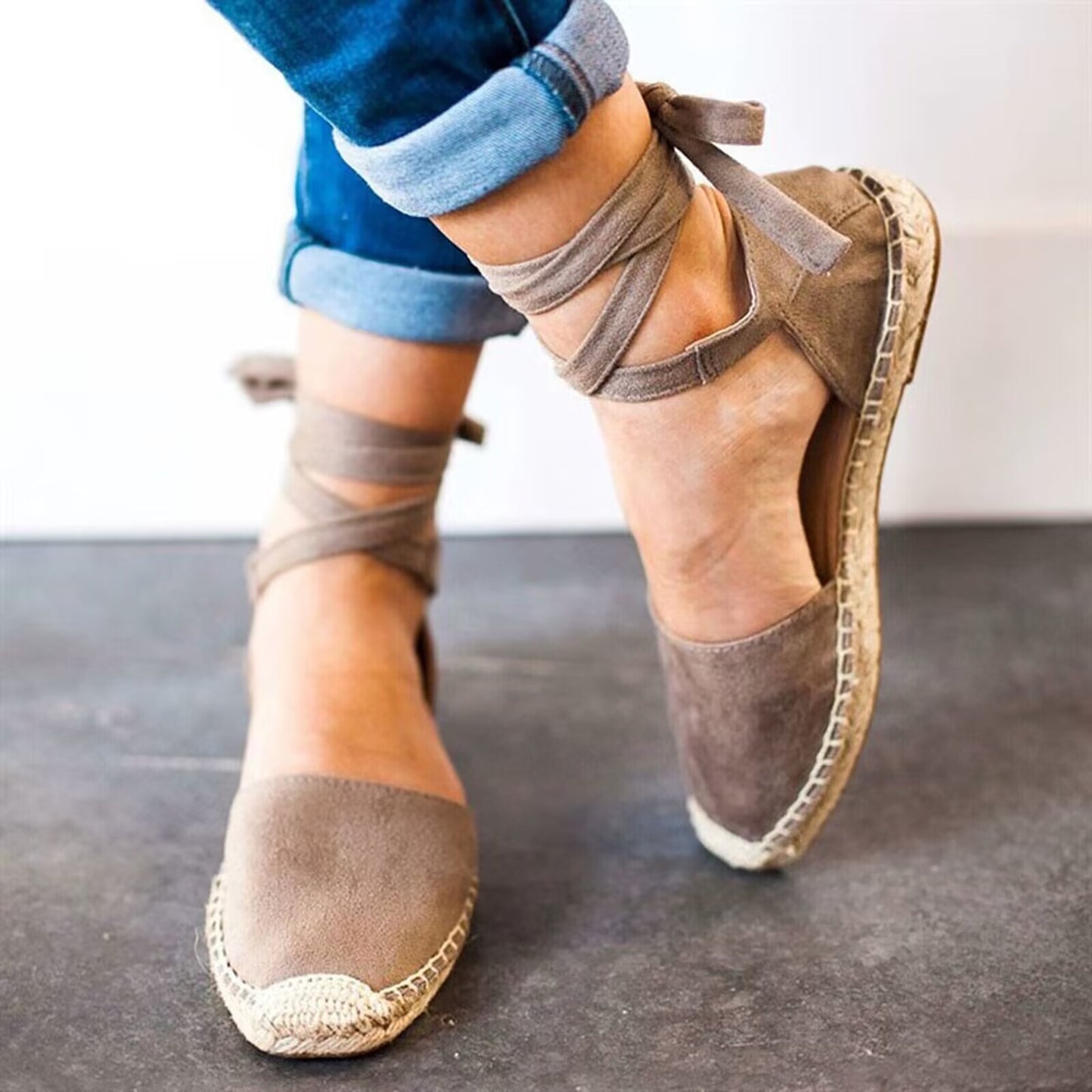 Damen Elegante und lässige Espadrilles mit bindbaren Riemen Stalluxe