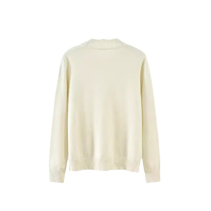 Damen Eleganter Strickpullover mit floralem Muster und Rundhalsausschnitt Stalluxe