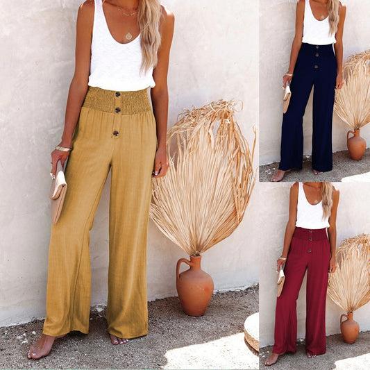 Damen Weite Schnitt Palazzohose mit elastischem Bund Stalluxe