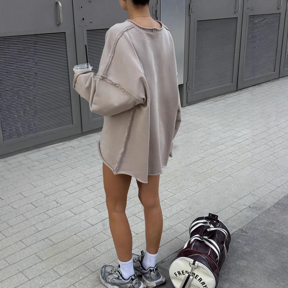 Damen Oversize Sweatshirt mit asymmetrischem Schnitt Stalluxe