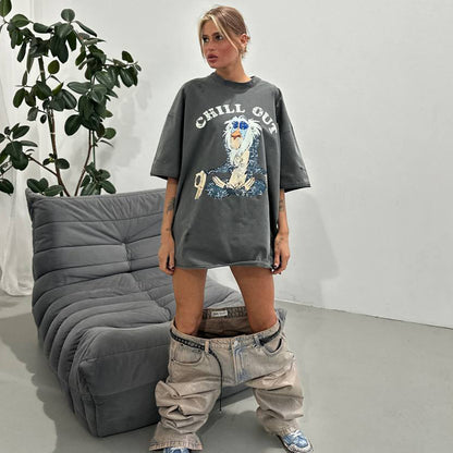 Damen Oversized T-Shirt mit kreativem Vintage-Motiv Stalluxe
