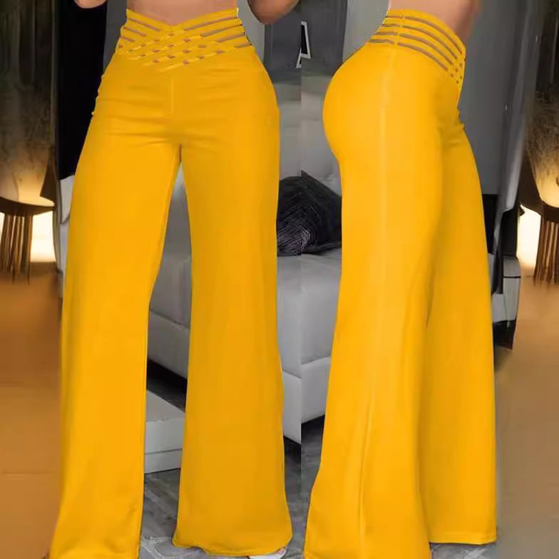 Damen weite Culotte-Hose mit modernem Cut-Out und elastischem Bund Stalluxe