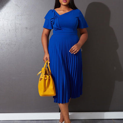 Damen Plissiertes Maxikleid mit einzigartigem Rüschendesign und eleganter Taillierung Stalluxe