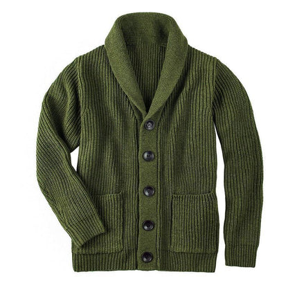 Damen Grobstrick Pulloverjacke mit elegantem Schalkragen und knöpfen Stalluxe