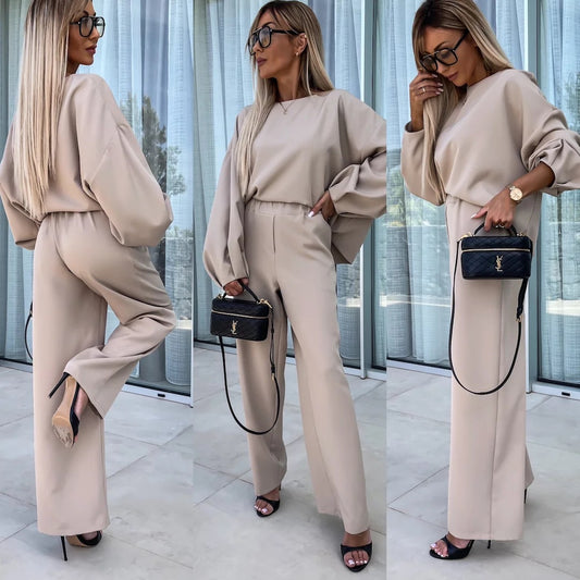 Damen eleganter Jumpsuit mit weitem Schnitt und voluminösen Ärmeln Stalluxe