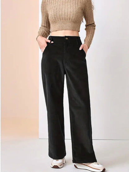 Damen Weit geschnittene Stoffhose mit eleganten Taschen Stalluxe