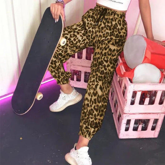 Damen Modische Freizeithose im Leopardenmuster mit elastischem Bund Stalluxe