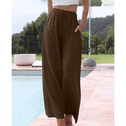Damen Weite Palazzo-Hose mit elastischem Bund und seitlichen Taschen Stalluxe