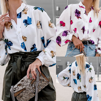 Damen Bluse mit floralem Design und eleganten Puffärmeln Stalluxe