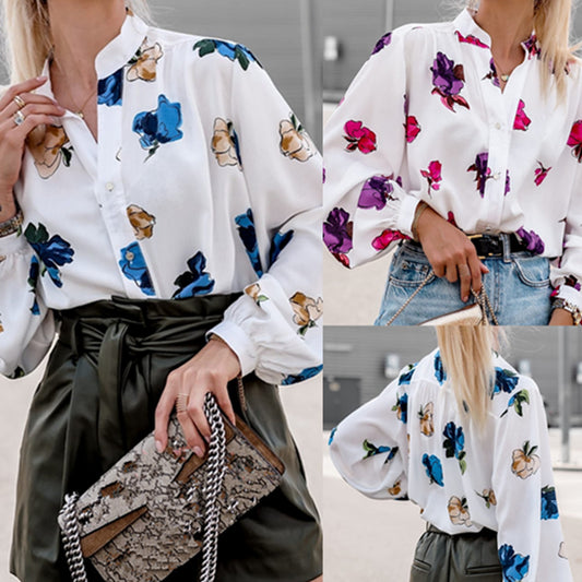 Damen Bluse mit floralem Design und eleganten Puffärmeln Stalluxe