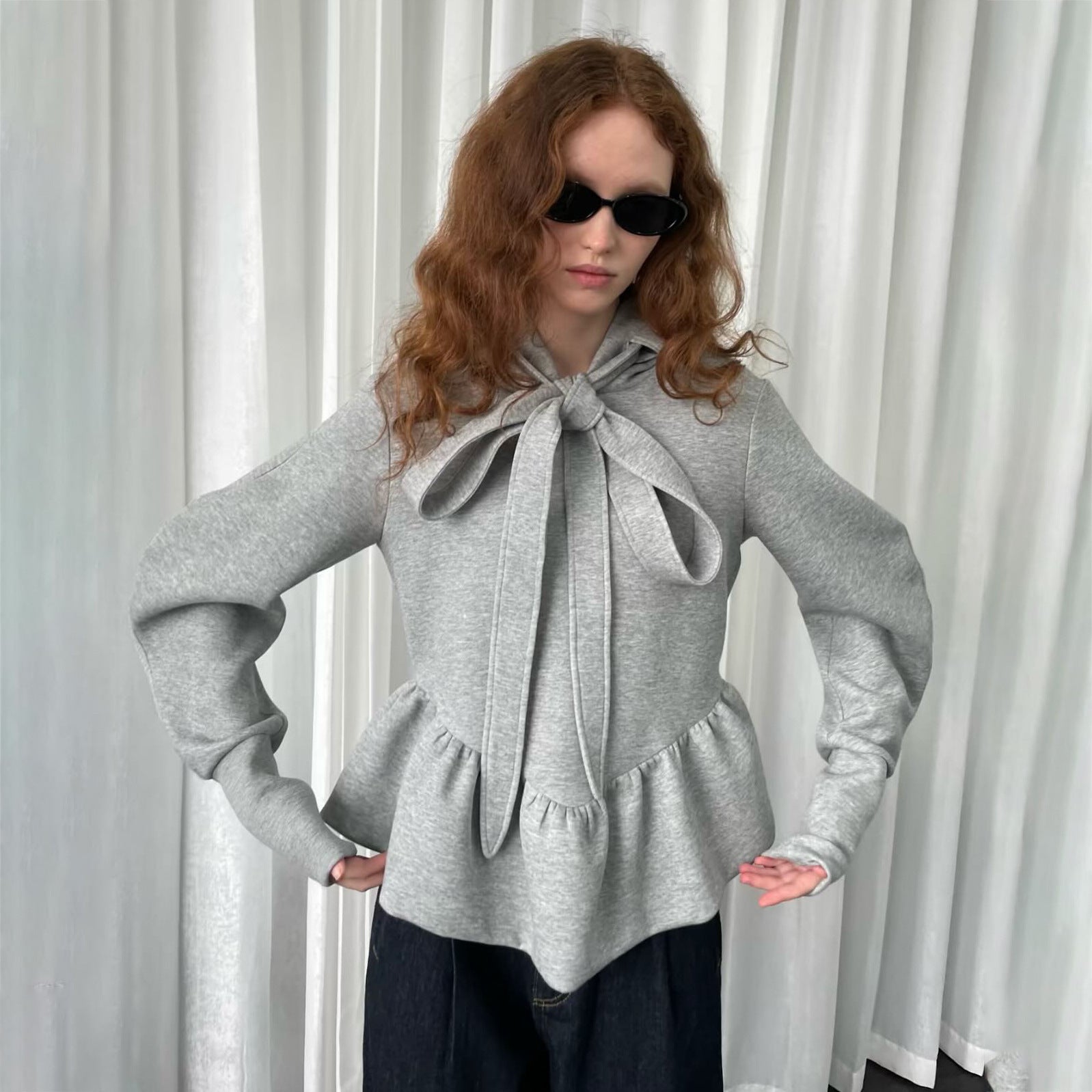 Damen Pullover mit Krawatten-Detail und Volant Stalluxe