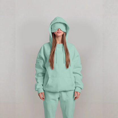 Damen kuscheliger Oversized Hoodie mit integrierter Augenmaske Stalluxe