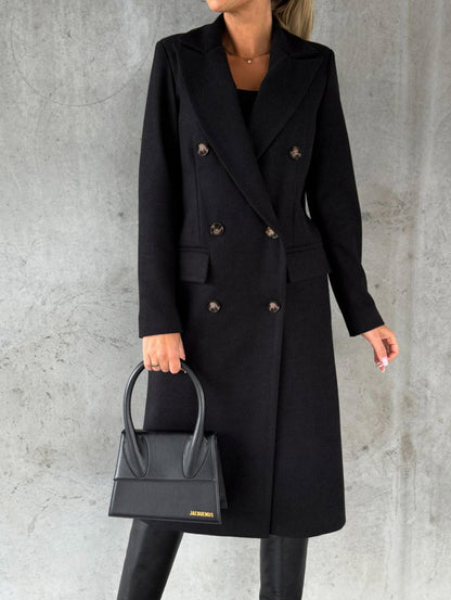 Damen eleganter doppelter Knopf-Mantel mit tailliertem Schnitt Stalluxe