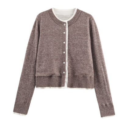 Damen modische Strickjacke mit Knopfleiste und Rundhalsausschnitt Stalluxe