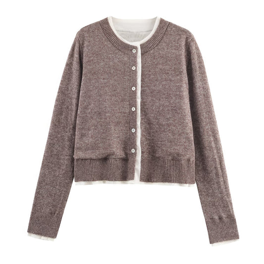Damen modische Strickjacke mit Knopfleiste und Rundhalsausschnitt Stalluxe