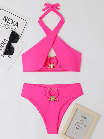 Damen Bikini-Set mit raffinierten Knoten-Details und goldenen Akzenten Stalluxe