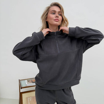 Damen Fleece Freizeitanzug mit Reißverschluss und elastischem Bund Stalluxe