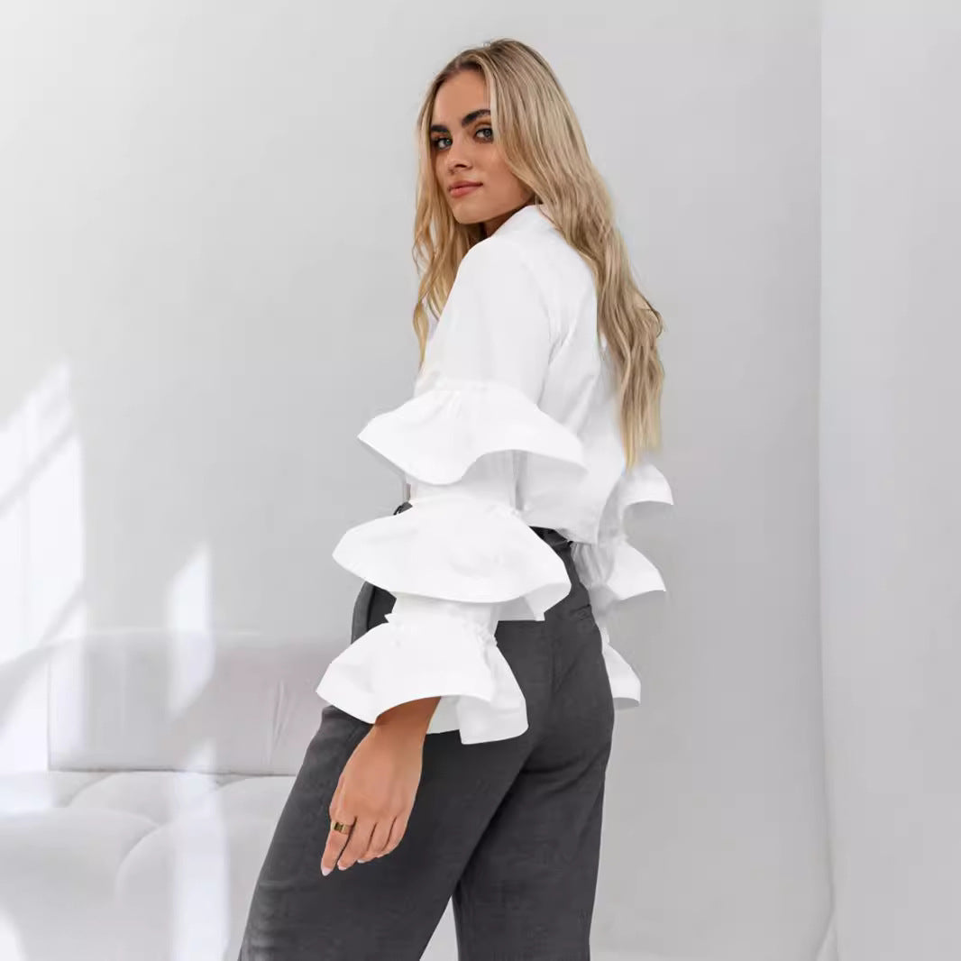 Damen Bluse mit Rüschendetails und strategischem Schnitt Stalluxe