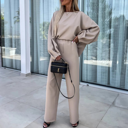 Damen eleganter Jumpsuit mit weitem Schnitt und voluminösen Ärmeln Stalluxe