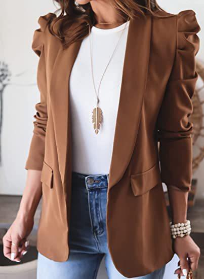 Damen Modischer Blazer mit angeschnittenen Puffärmeln und praktischen Taschen Stalluxe