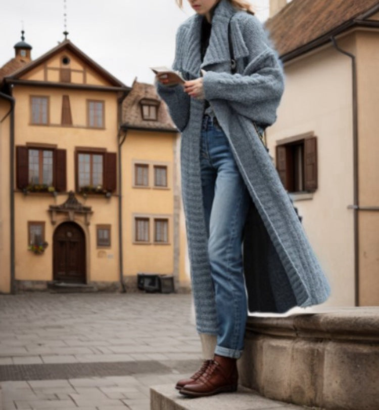Damen Strickmantel mit strukturiertem Design und voluminösen Ärmeln Stalluxe