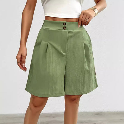 Damen Elegante Shorts mit Knopfverschluss und faltigem Design Stalluxe