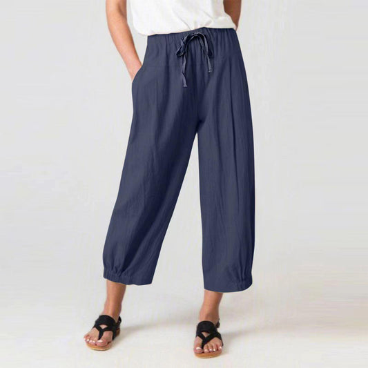Damen Luftige und bequeme Sommerhose mit Gummizug und Knöchellänge Stalluxe