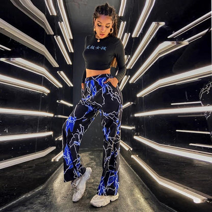 Damen stylische weite Hosen mit einzigartigem Blitzeffekt Stalluxe